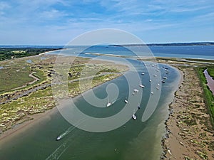 Beaulieu river mooring exit to open sea aerial shot photo