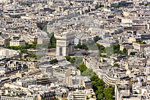 Aerial shot of the beautiful cityscape of Paris, France during the day