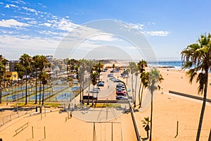 Aerial shot of a beautiful coastline in Los Angeles, California