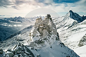Aerial shot of the  beautiful Hintertuxer Gletscher in Austria