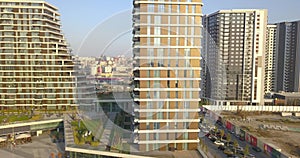 Aerial shot of Belgrade Waterfront towers in Belgrade