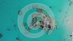 Aerial shot of Bermuda coastline, coral reefs and beaches