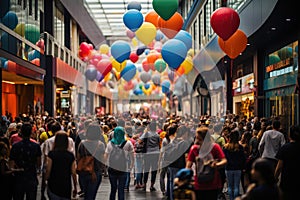 Aerial Shot of Black Friday Shopping Madness.