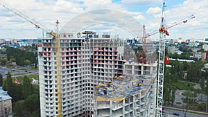 Aerial Shot of the Building in the Process of Construction.