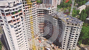 Aerial Shot of the Building in the Process of Construction.