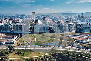 Aerial shot of buildings in Coruna Spain photo