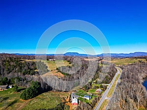 Aerial shot of buildings at Rockbridge County in Virginia