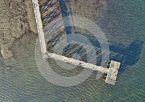 Aerial shot of Calf Pasture Beach in Norwalk, Connecticut on the Long Island Sound.