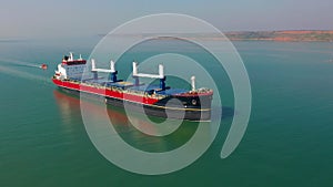 Aerial shot of cargo floating in sea