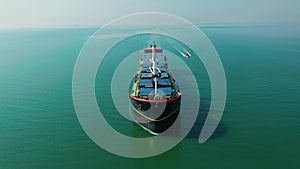 Aerial shot of cargo floating in sea