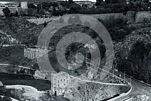 Aerial shot of the castle in Toledo, Spain photo