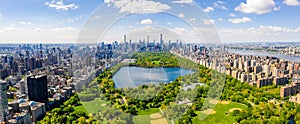 Aerial shot of the Central Park in Manhattan, New York City in the USA