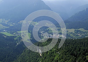 Aerial shot of Chartreuse valley photo