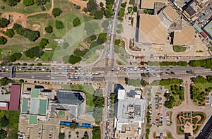 Aerial shot of the city of Accra in Ghana during the day