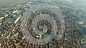 Aerial shot of the city of Alessandria, Italy
