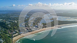 Aerial shot of coast line around Noosa in the Sunshine coast