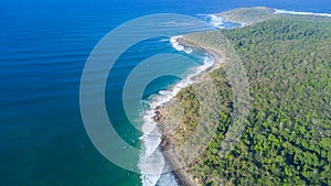 Aerial shot of coast line around Noosa in the Sunshine coast