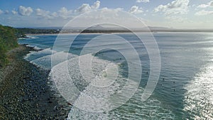 Aerial shot of coast line around Noosa in the Sunshine coast