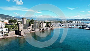 Aerial shot of the coastal town of Mandelieu La Napoule on the French Riviera. photo