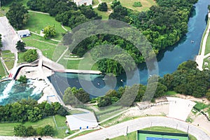 Aerial shot of Comal River in Texas