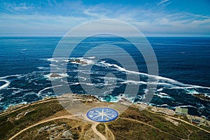 Aerial shot of the Compass Rose in Coruna, Spain photo