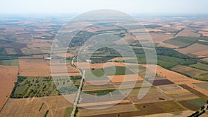 Aerial shot of the Danubian Plain in Bulgaria