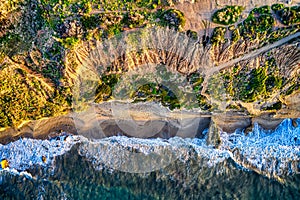 Aerial shot of El Matador Beach in Malibu, California photo