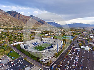 Aerial shot of football stadium