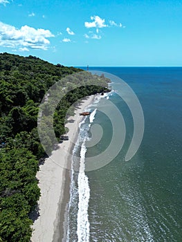 Aerial shot of Grande Riviere beach in Trinidad and Tobago.