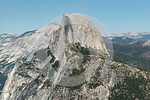 Aerial shot of the Half Dome in Yosemite National Park, California, USA