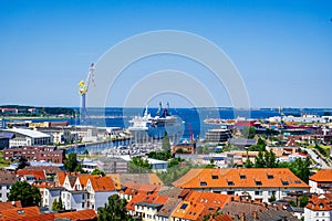 Aerial shot of Hanseatic city of Wismar, Germany