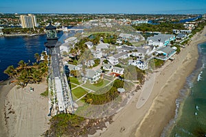 Aerial shot of the Hillsboro Lighthouse