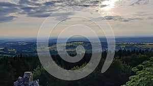 Aerial shot of Hoherodskopf - Vogelsberg under cloudy sky photo