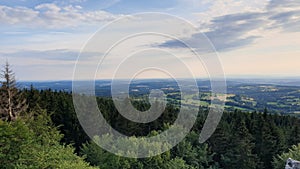 Aerial shot of Hoherodskopf - Vogelsberg under cloudy sky photo