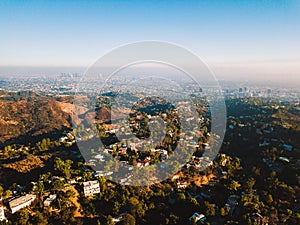 Aerial shot of Holywood district, Los Angeles photo