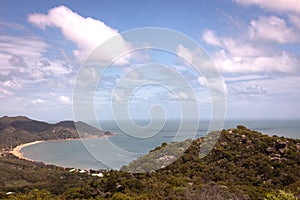 Aerial shot of Horseshoe Bay on Magnetic Island in Townsville, Queensland, Australia