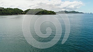 Aerial shot of Jet Ski near the tropical beach Playa Arenillas in Costa Rica in peninsula Papagayo coast in guanacaste