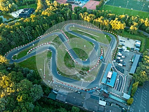 aerial shot of a karting track