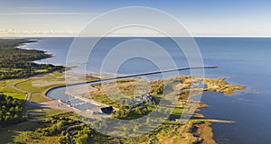 Aerial shot of Kihnu island in Estonia photo