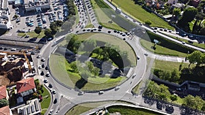 Aerial shot of a large roundabout