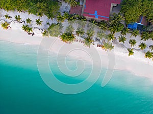 Aerial shot of the Lazy Beach in Koh Rong Samloem, Cambodia