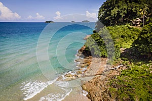 Aerial shot of Lonely beach in Koh Chang, Thailand