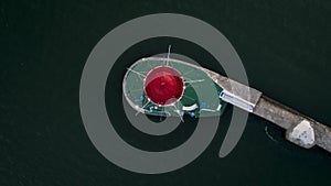 Aerial shot looking down on Odessa Lighthouse