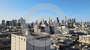 Aerial shot of Los Angeles downtown during the day