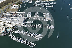 Aerial shot of luxurious docks