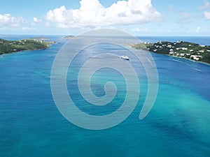 Aerial shot of Magens Bay in Saint Thomas, Virgin Islands, Caribbean photo