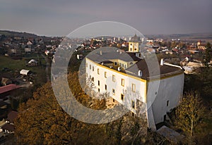 Aerial shot: Malenovice castle, Zlin, Czech Republic