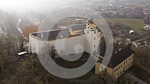 Aerial shot: Malenovice castle, Zlin, Czech Republic