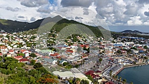 Aerial shot of Marigot, St Martin.