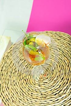 Aerial shot of the martini rosato glass photo